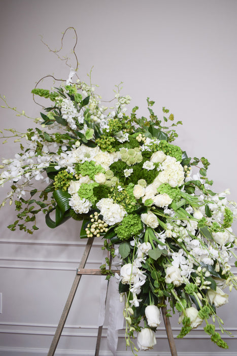 Whites & Greens Funeral Spray