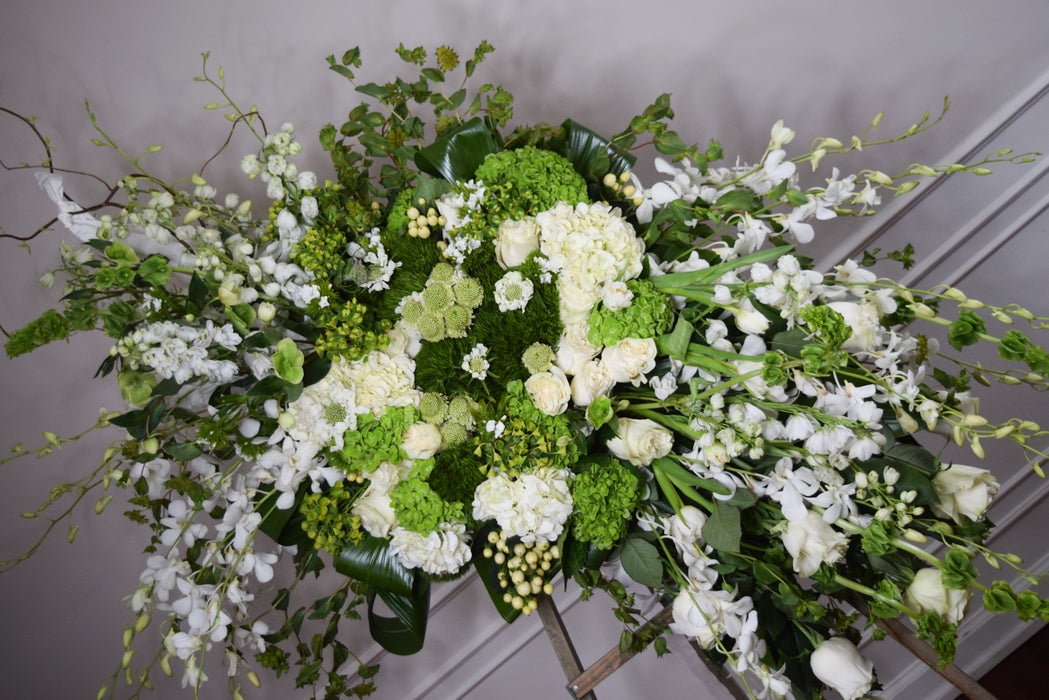 Whites & Greens Funeral Spray