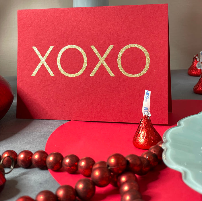 Metallic XOXO card red